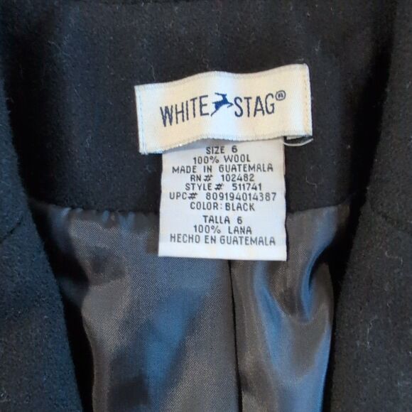 White Stag Wool Blazer Womens Size 6 Black Lined Button Classic Career Old Money - Picture 5 of 10